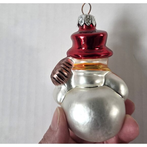 Vintage Christopher Radko Glass Ornaments Littlest Snowman Pink Silver Set of 2 - Picture 7 of 8